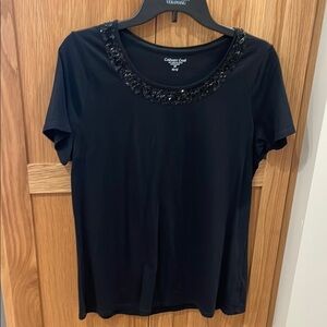 Coldwater Creek Women’s medium 10-12 Black Embellished Short Sleeve T-Shirt